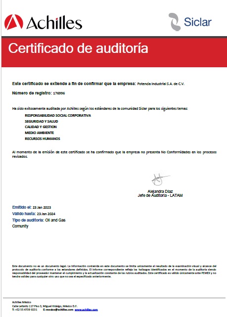 Certificado de Cumplimiento Ambiental