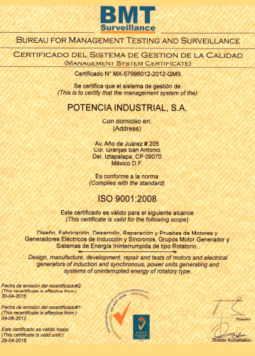 Certificado del Sistema de Gestión de la Calidad